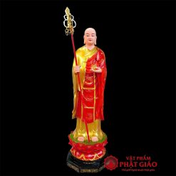 Tượng Ngài Mục Kiền Liên Đứng Áo Đỏ, Bằng Composite, Cao 1m2 1 tuong ngai muc kien lien dung ao do bang composite cao 1m2 vat pham phat giao la boi 2