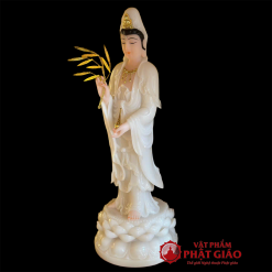 tuong ngai quan am dung bot da hong cao 40cm 48cm 66cm vat pham phat giao la boi 5