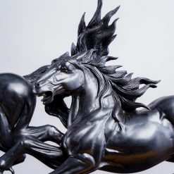 Tượng ngựa gỗ phong thủy song mã gỗ mun