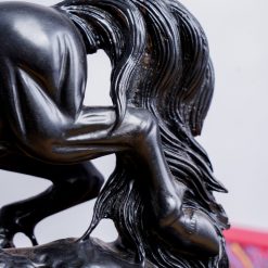 Tượng ngựa gỗ phong thủy song mã gỗ mun