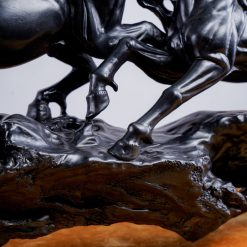 Tượng ngựa gỗ phong thủy song mã gỗ mun