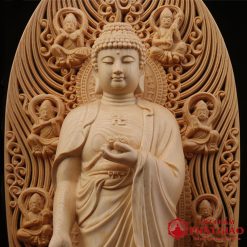 tuong phat a di da dung chat lieu go bach cao 43cm vat pham phat giao la boi 2