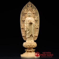 tuong phat a di da dung chat lieu go bach cao 43cm vat pham phat giao la boi 3