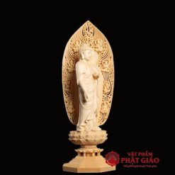 tuong phat a di da dung chat lieu go bach cao 43cm vat pham phat giao la boi 5