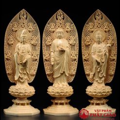 tuong phat a di da dung chat lieu go bach cao 43cm vat pham phat giao la boi 7