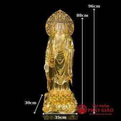 Tượng Phật A Di Đà Đứng Đài Sen, Chất Liệu Đồng Mạ Vàng 998, Cao 88cm (Tổng Cao 96cm) 2 tuong phat a di da dung dai sen chat lieu dong ma vang 998 cao 88cm tong cao 96cm vat pham phat giao la boi 1 2