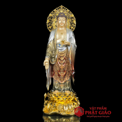 tuong phat a di da dung dai sen chat lieu dong men co cao 88cm ca la de cao 96cm vat pham phat giao la boi 2