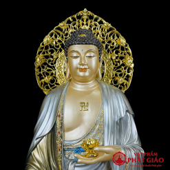 tuong phat a di da dung dai sen chat lieu dong men co cao 88cm ca la de cao 96cm vat pham phat giao la boi 3