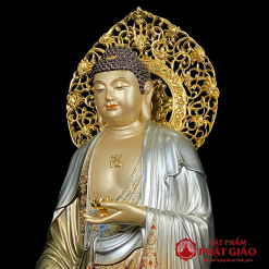 tuong phat a di da dung dai sen chat lieu dong men co cao 88cm ca la de cao 96cm vat pham phat giao la boi 4