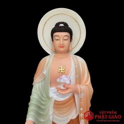 tuong phat a di da dung son mau chat lieu bot da cao 88cm tong hao quang 100cm vat pham phat giao la boi 3