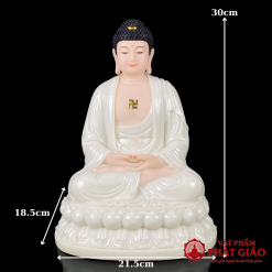 Tượng Phật A Di Đà Ngồi Đài Sen, Bột Đá Trắng, Cao 30cm, 40cm, 48cm 3 tuong phat a di da ngoi dai sen bot da trang cao 30cm 40cm 48cm vat pham phat giao la boi 5