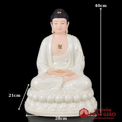 Tượng Phật A Di Đà Ngồi Đài Sen, Bột Đá Trắng, Cao 30cm, 40cm, 48cm 2 tuong phat a di da ngoi dai sen bot da trang cao 30cm 40cm 48cm vat pham phat giao la boi 6