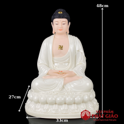 Tượng Phật A Di Đà Ngồi Đài Sen, Bột Đá Trắng, Cao 30cm, 40cm, 48cm 1 tuong phat a di da ngoi dai sen bot da trang cao 30cm 40cm 48cm vat pham phat giao la boi 7