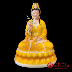 Tượng Phật Bà Quan Âm Ngồi Chất Liệu Bột Đá Màu Vàng Hổ Phách 7 tuong phat ba quan am ngoi chat lieu bot da mau vang ho phach cao 48cm vat pham phat giao la boi 2