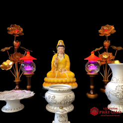 Tượng Phật Bà Quan Âm Ngồi Chất Liệu Bột Đá Màu Vàng Hổ Phách 6 tuong phat ba quan am ngoi chat lieu bot da mau vang ho phach cao 48cm vat pham phat giao la boi 3