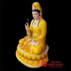 Tượng Phật Bà Quan Âm Ngồi Chất Liệu Bột Đá Màu Vàng Hổ Phách 5 tuong phat ba quan am ngoi chat lieu bot da mau vang ho phach cao 48cm vat pham phat giao la boi 4