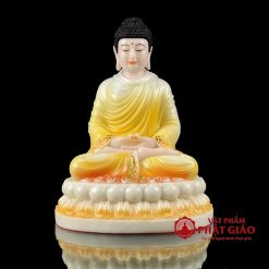 Tượng Phật Bổn Sư Thích Ca Ngồi Tĩnh Tâm Bằng Bột Đá Sơn Vàng Cam Viền Hoa, Cao 30cm, 40cm, 48cm 7 tuong phat bon su thich ca ngoi tinh tam bang bot da son vang cam vien hoa cao 30cm 40cm 48cm vat pham phat giao la boi 2