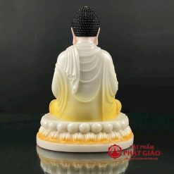 Tượng Phật Bổn Sư Thích Ca Ngồi Tĩnh Tâm Bằng Bột Đá Sơn Vàng Cam Viền Hoa, Cao 30cm, 40cm, 48cm 5 tuong phat bon su thich ca ngoi tinh tam bang bot da son vang cam vien hoa cao 30cm 40cm 48cm vat pham phat giao la boi 4