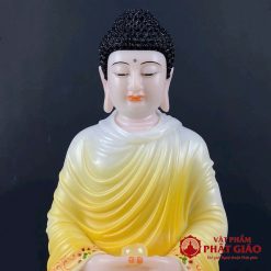 Tượng Phật Bổn Sư Thích Ca Ngồi Tĩnh Tâm Bằng Bột Đá Sơn Vàng Cam Viền Hoa, Cao 30cm, 40cm, 48cm 4 tuong phat bon su thich ca ngoi tinh tam bang bot da son vang cam vien hoa cao 30cm 40cm 48cm vat pham phat giao la boi 5