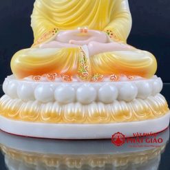Tượng Phật Bổn Sư Thích Ca Ngồi Tĩnh Tâm Bằng Bột Đá Sơn Vàng Cam Viền Hoa, Cao 30cm, 40cm, 48cm 2 tuong phat bon su thich ca ngoi tinh tam bang bot da son vang cam vien hoa cao 30cm 40cm 48cm vat pham phat giao la boi 7