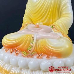 Tượng Phật Bổn Sư Thích Ca Ngồi Tĩnh Tâm Bằng Bột Đá Sơn Vàng Cam Viền Hoa, Cao 30cm, 40cm, 48cm 1 tuong phat bon su thich ca ngoi tinh tam bang bot da son vang cam vien hoa cao 30cm 40cm 48cm vat pham phat giao la boi 8