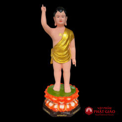 Tượng Phật Đản Sanh Chất Liệu Composite, Cao 1m20 1 tuong phat dan sanh chat lieu composite cao 1m2 vat pham phat giao la boi 2