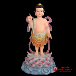 Tượng Phật Đản Sanh Sơn Màu Bằng Composite, Cao 65cm 2 tuong phat dan sanh son mau chat lieu composite cao 65cm vat pham phat giao la boi 3