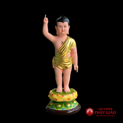 tuong phat dan sanh y dat vang dung tren dai sen vang chat lieu composite cao 80cm vat pham phat giao la boi 2