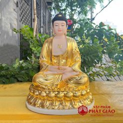 Tượng Phật Dược Sư Cầm Tháp, Bột Đá Dát Vàng, Cao 40cm, 48cm 2 tuong phat duoc su cam thap bot da dat vang cao 40cm 48cm vat pham phat giao la boi 3