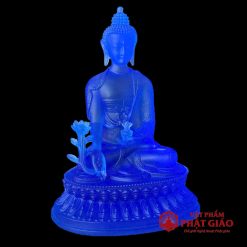 tuong phat duoc su luu ly mau xanh cao 13cm vat pham phat giao la boi 3