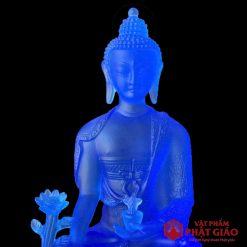 tuong phat duoc su luu ly mau xanh cao 13cm vat pham phat giao la boi 4