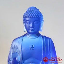 tuong phat duoc su luu ly mau xanh cao 23cm 30cm vat pham phat giao la boi 4