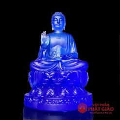 tuong phat duoc su luu ly mau xanh cao 23cm 30cm vat pham phat giao la boi 9