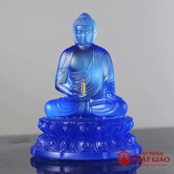 tuong phat duoc su luu ly mau xanh hong vang cao 11 5 cm vat pham phat giao la boi 3