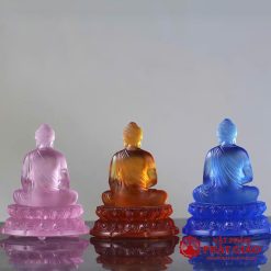 tuong phat duoc su luu ly mau xanh hong vang cao 11 5 cm vat pham phat giao la boi 7