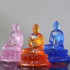 tuong phat duoc su luu ly mau xanh hong vang cao 11 5 cm vat pham phat giao la boi 8