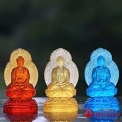 tuong phat duoc su luu ly mau xanh vang cam cao 12cm vat pham phat giao la boi 2