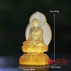 tuong phat duoc su luu ly mau xanh vang cam cao 12cm vat pham phat giao la boi 3