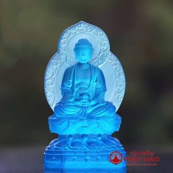 tuong phat duoc su luu ly mau xanh vang cam cao 12cm vat pham phat giao la boi 4