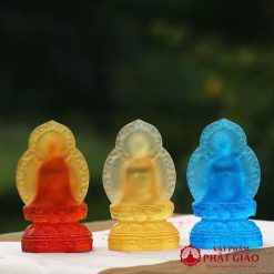 tuong phat duoc su luu ly mau xanh vang cam cao 12cm vat pham phat giao la boi 5