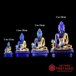 tuong phat duoc su ngoi bang luu ly mau xanh dat vang cao 12cm 20cm 24cm 30cm vat pham phat giao la boi 7