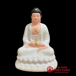 tuong phat duoc su ngoi dai sen chat lieu bot da trang cao 40cm 48cm vat pham phat giao la boi 2