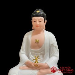 tuong phat duoc su ngoi dai sen chat lieu bot da trang cao 40cm 48cm vat pham phat giao la boi 4