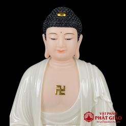 tuong phat duoc su ngoi dai sen chat lieu bot da trang cao 40cm 48cm vat pham phat giao la boi 7