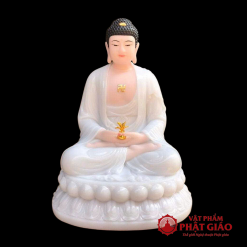 tuong phat duoc su ngoi dai sen chat lieu bot da trang cao 40cm 48cm vat pham phat giao la boi 8