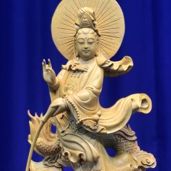 Tượng Phật Quan Âm Đứng Rồng Bằng Gỗ 2 Tượng Phật Quan Âm đứng rồng bằng gỗ