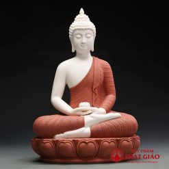Tượng Phật Thích Ca Mâu Ni Ngồi Tĩnh Tâm Bằng Sứ Nâu Đỏ, Ngồi Hoa Sen, Cao 36cm 3 tuong phat thich ca mau ni kieu thai bang su nau do cao 36cm vat pham phat giao la boi 2