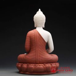 Tượng Phật Thích Ca Mâu Ni Ngồi Tĩnh Tâm Bằng Sứ Nâu Đỏ, Ngồi Hoa Sen, Cao 36cm 1 tuong phat thich ca mau ni kieu thai bang su nau do cao 36cm vat pham phat giao la boi 4