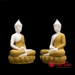 tuong phat thich ca mau ni kieu thai ngoi dai sen tinh tam bang su vang cao 36cm vat pham phat giao la boi 3