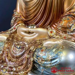 Tượng Phật Thích Ca Mâu Ni Ngồi Tĩnh Tâm Bằng Đồng Men Cổ, Cao 48cm 5 tuong phat thich ca mau ni ngoi tinh tam bang dong men co cao 48cm vat pham phat giao la boi 4